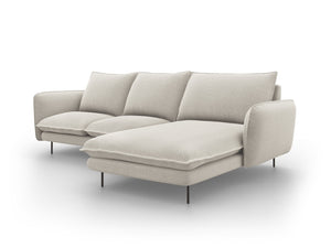 Cosmopolitan Design - Divano angolare destro "Vienna" 5 posti in tessuto strutturato beige chiaro 