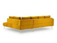 Cosmopolitan Design - Divano angolare destro "Hastings" 5 posti in velluto giallo 