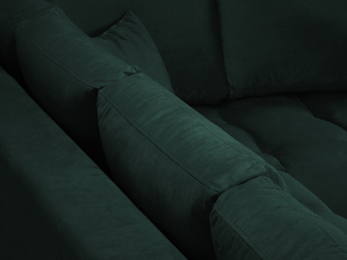 Cosmopolitan Design - Divano angolare destro "Hastings" 5 posti in velluto verde bottiglia 