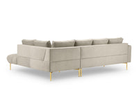 Cosmopolitan Design - Divano angolare destro "Hastings" 5 posti in velluto beige 