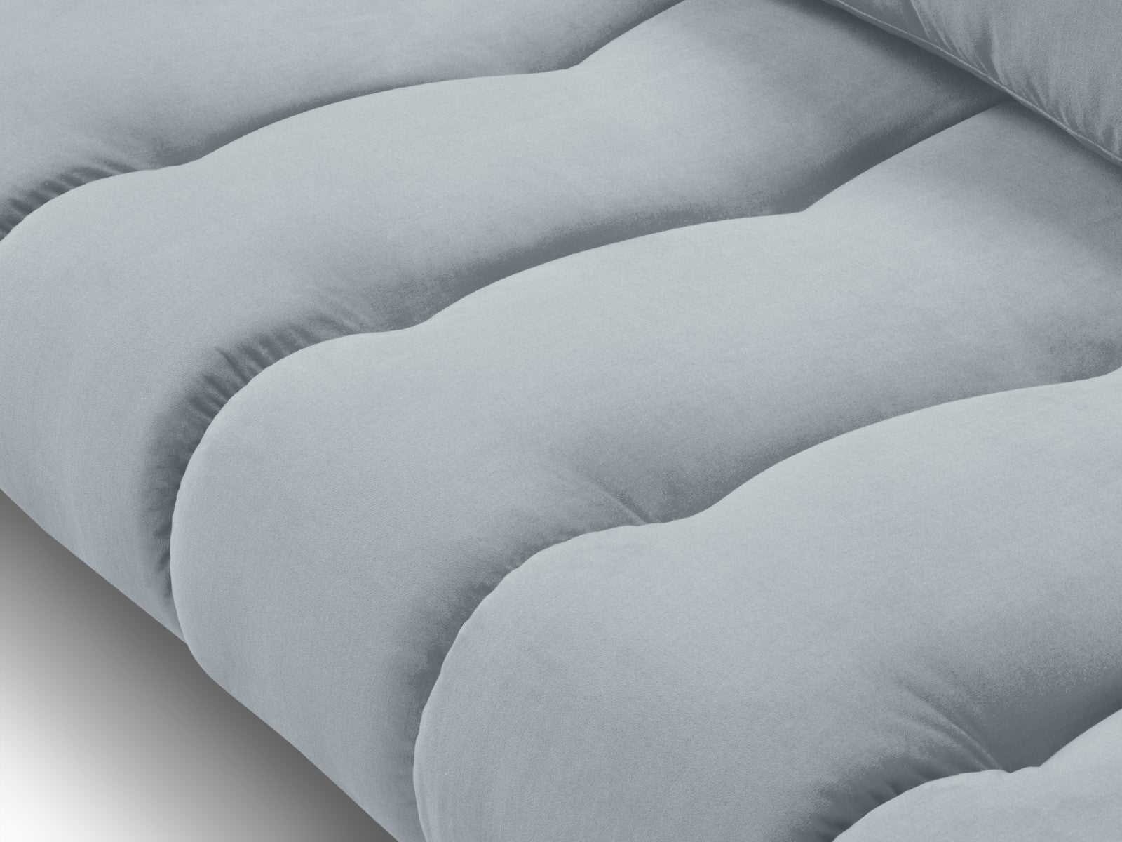 Cosmopolitan Design - Divano angolare destro "Hastings" 5 posti in velluto azzurro 