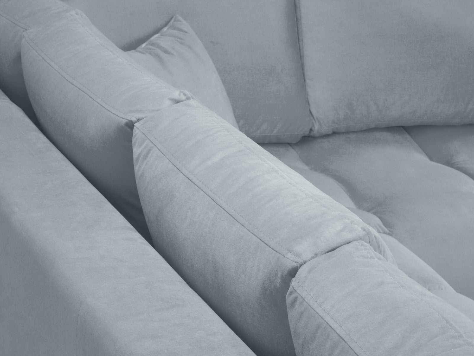 Cosmopolitan Design - Divano angolare destro "Hastings" 5 posti in velluto azzurro 