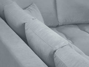 Cosmopolitan Design - Divano angolare destro "Hastings" 5 posti in velluto azzurro 