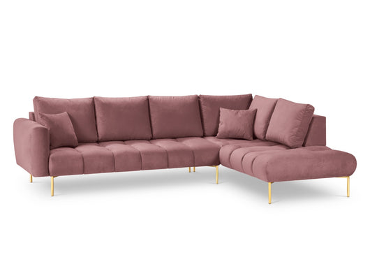 Cosmopolitan Design - Divano angolare destro "Hastings" 5 posti in velluto rosa 