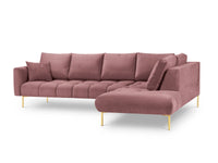Cosmopolitan Design - Divano angolare destro "Hastings" 5 posti in velluto rosa 