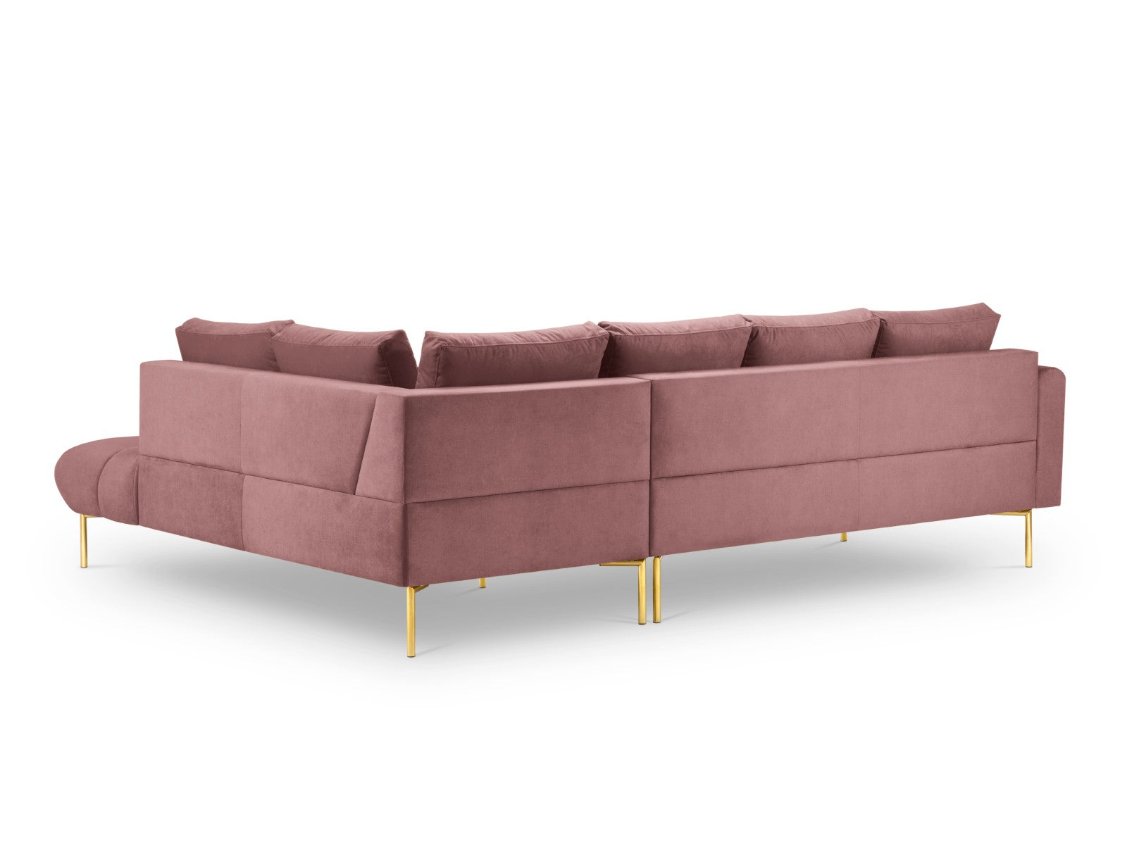 Cosmopolitan Design - Divano angolare destro "Hastings" 5 posti in velluto rosa 