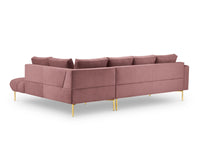 Cosmopolitan Design - Divano angolare destro "Hastings" 5 posti in velluto rosa 