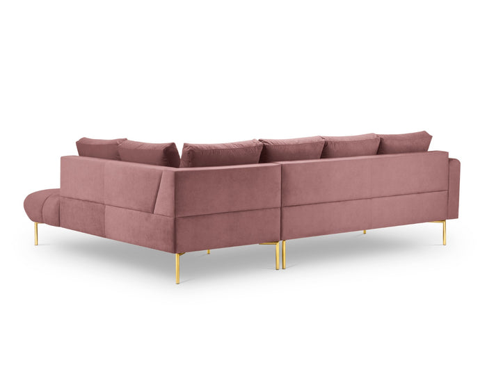 Cosmopolitan Design - Divano angolare destro "Hastings" 5 posti in velluto rosa 