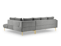 Cosmopolitan Design - Divano angolare destro "Hastings" 5 posti in velluto grigio 