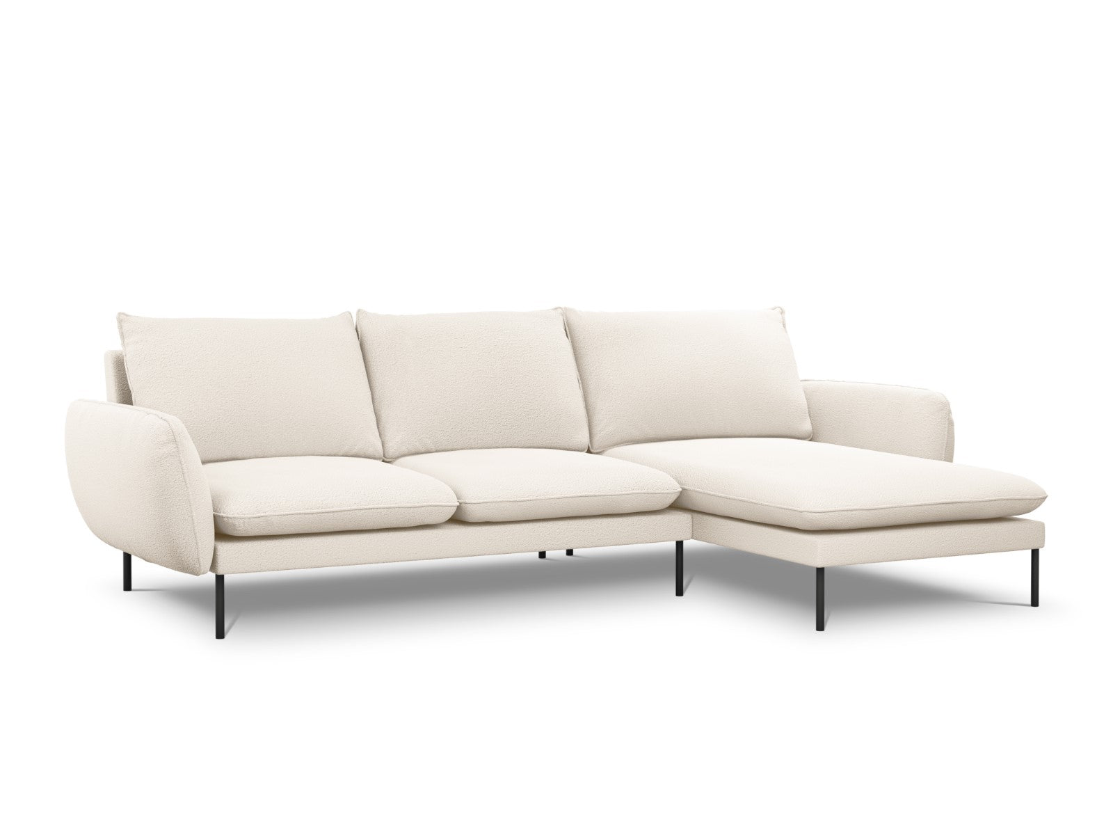 Cosmopolitan Design - Divano angolare destro "Vienna" 5 posti in bouclé beige 