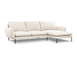 Cosmopolitan Design - Divano angolare destro "Vienna" 5 posti in bouclé beige 