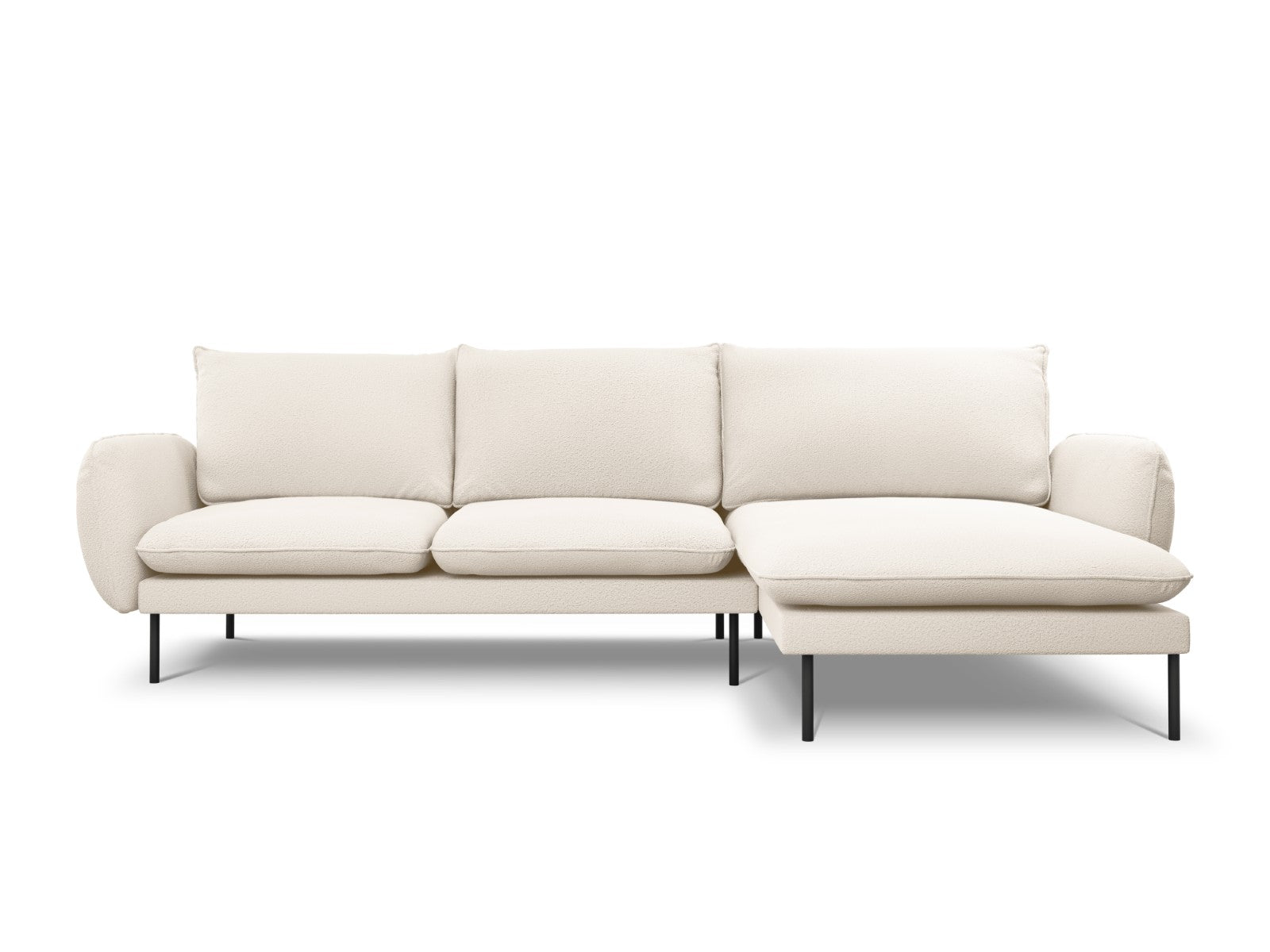 Cosmopolitan Design - Divano angolare destro "Vienna" 5 posti in bouclé beige 