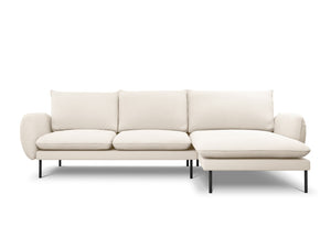 Cosmopolitan Design - Divano angolare destro "Vienna" 5 posti in bouclé beige 