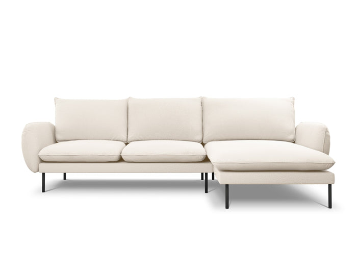 Cosmopolitan Design - Divano angolare destro "Vienna" 5 posti in bouclé beige 