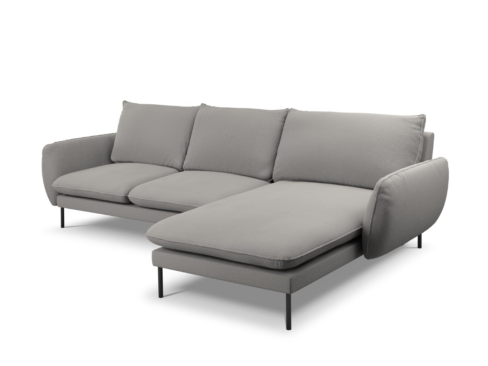 Cosmopolitan Design - Divano angolare destro "Vienna" 5 posti in bouclé grigio 