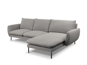 Cosmopolitan Design - Divano angolare destro "Vienna" 5 posti in bouclé grigio 