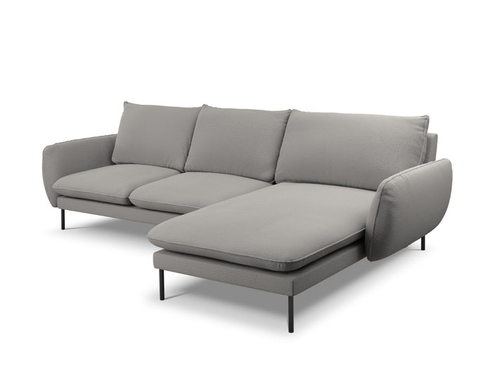 Cosmopolitan Design - Divano angolare destro "Vienna" 5 posti in bouclé grigio 