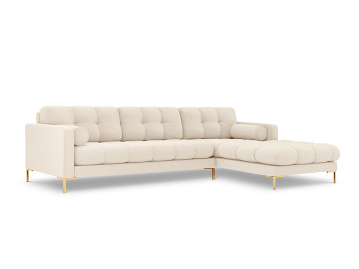 Cosmopolitan Design - Divano angolare destro "Bali" 5 posti in tessuto strutturato beige chiaro 