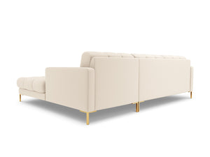 Cosmopolitan Design - Divano angolare destro "Bali" 5 posti in tessuto strutturato beige chiaro 