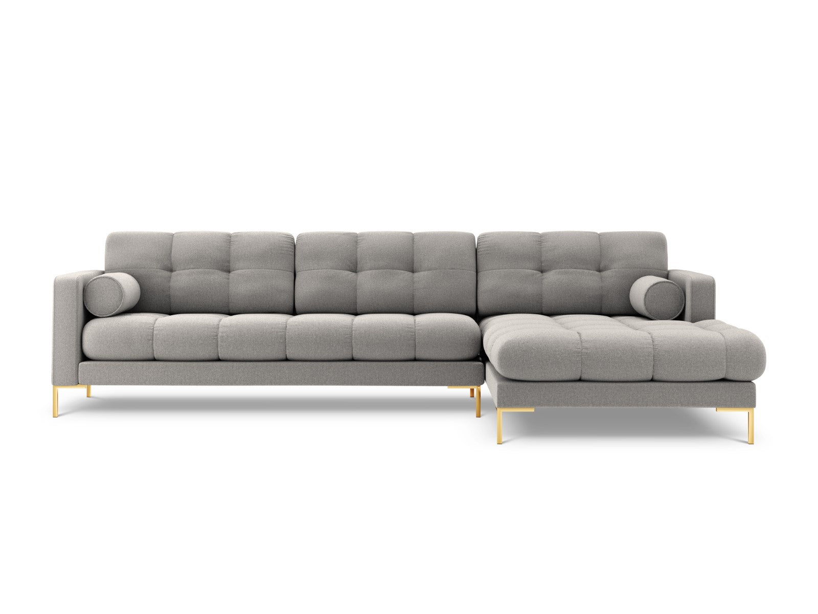 Cosmopolitan Design - Divano angolare destro "Bali" 5 posti in tessuto strutturato grigio chiaro 