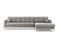 Cosmopolitan Design - Divano angolare destro "Bali" 5 posti in tessuto strutturato grigio chiaro 