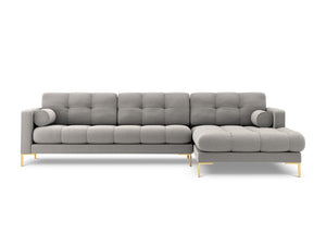 Cosmopolitan Design - Divano angolare destro "Bali" 5 posti in tessuto strutturato grigio chiaro 