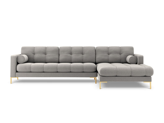 Cosmopolitan Design - Divano angolare destro "Bali" 5 posti in tessuto strutturato grigio chiaro 