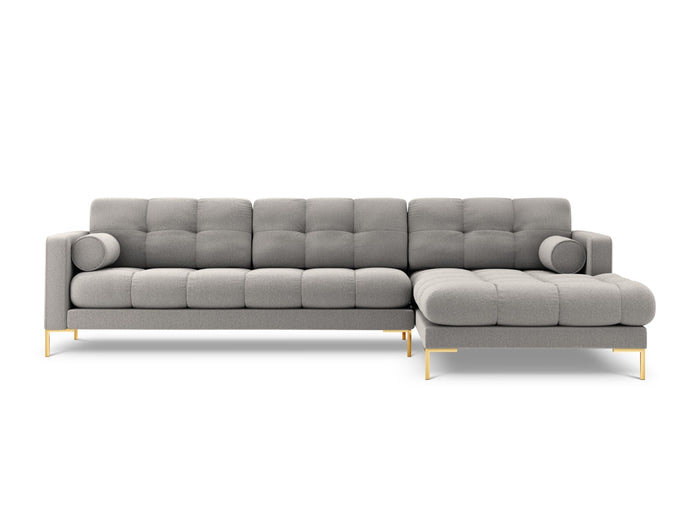 Cosmopolitan Design - Divano angolare destro "Bali" 5 posti in tessuto strutturato grigio chiaro 