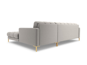 Cosmopolitan Design - Divano angolare destro "Bali" 5 posti in tessuto strutturato grigio chiaro 