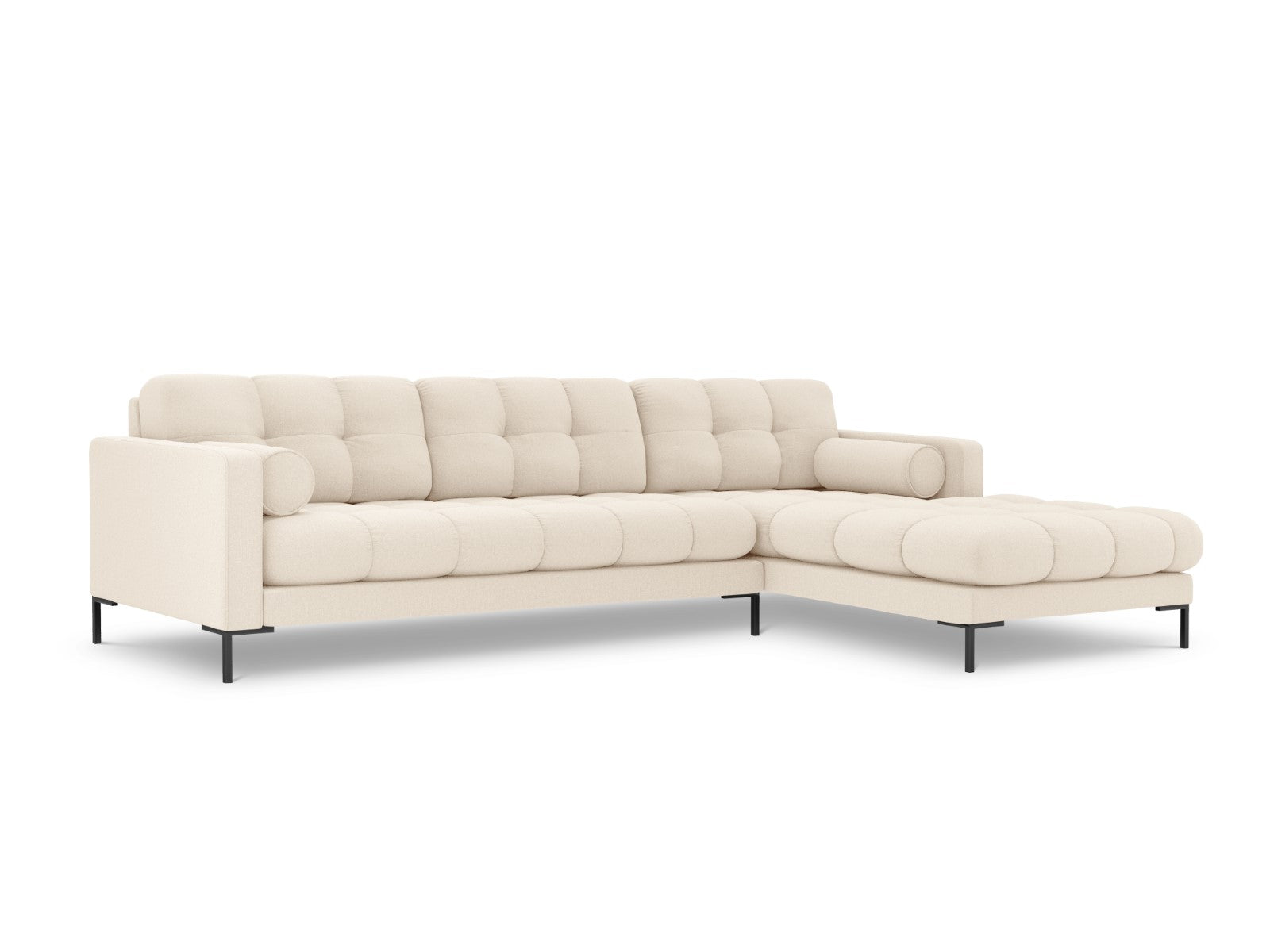 Cosmopolitan Design - Divano angolare destro "Bali" 5 posti in tessuto strutturato beige chiaro 