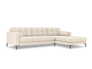 Cosmopolitan Design - Divano angolare destro "Bali" 5 posti in tessuto strutturato beige chiaro 