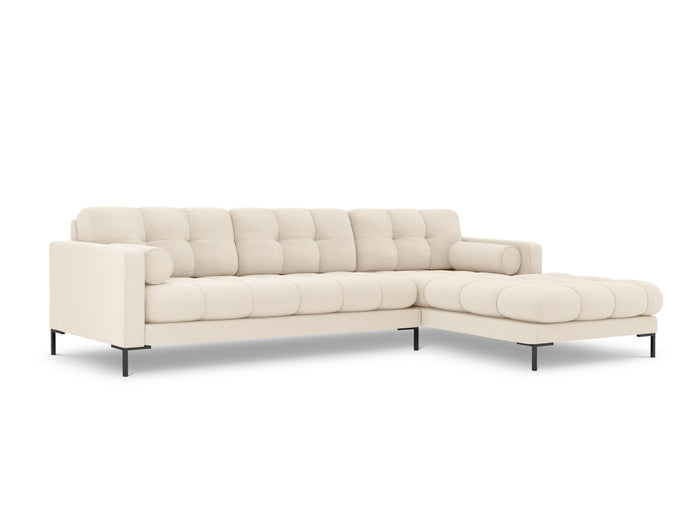 Cosmopolitan Design - Divano angolare destro "Bali" 5 posti in tessuto strutturato beige chiaro 