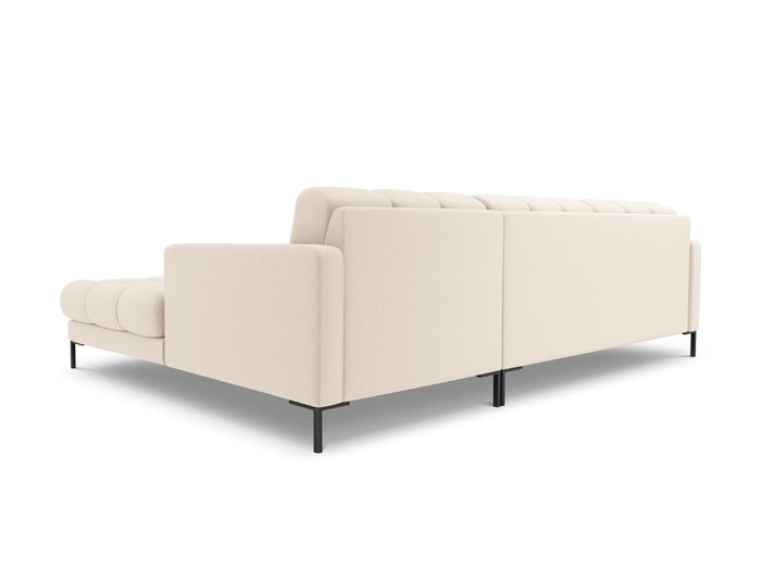 Cosmopolitan Design - Divano angolare destro "Bali" 5 posti in tessuto strutturato beige chiaro 