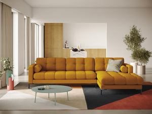 Cosmopolitan Design - Divano angolare destro "Bali" 5 posti in tessuto strutturato giallo 