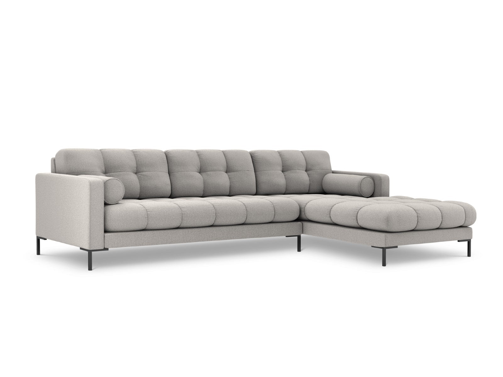 Cosmopolitan Design - Divano angolare destro "Bali" 5 posti in tessuto strutturato grigio chiaro 