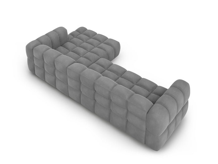 Cosmopolitan Design - Divano angolare modulare destro "Sky" 4 posti in velluto grigio chiaro 