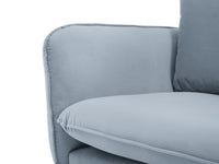 Cosmopolitan Design - Divano angolare destro "Vienna" 6 posti in velluto azzurro 