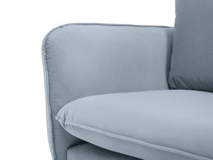 Cosmopolitan Design - Divano angolare destro "Vienna" 6 posti in velluto azzurro 