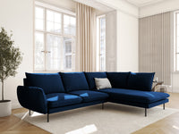 Cosmopolitan Design - Divano angolare destro "Vienna" 6 posti in velluto blu reale 