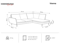 Cosmopolitan Design - Divano angolare destro "Vienna" 6 posti in tessuto strutturato beige chiaro 