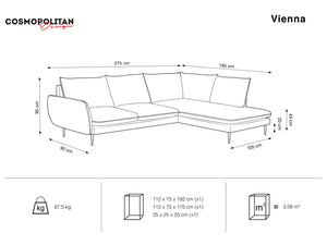 Cosmopolitan Design - Divano angolare destro "Vienna" 6 posti in bouclé grigio 