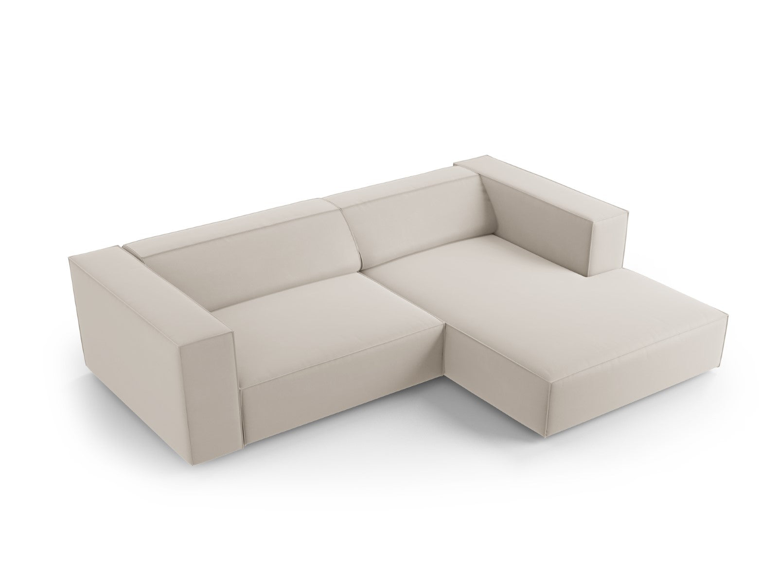 Cosmopolitan Design - Divano angolare destro "Arendal" 3 posti in velluto ecru 