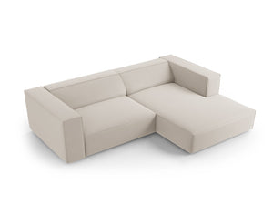 Cosmopolitan Design - Divano angolare destro "Arendal" 3 posti in velluto ecru 