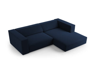 Cosmopolitan Design - Divano angolare destro "Arendal" 3 posti in velluto blu reale 