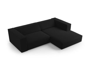 Cosmopolitan Design - Divano angolare destro "Arendal" 3 posti in velluto nero 