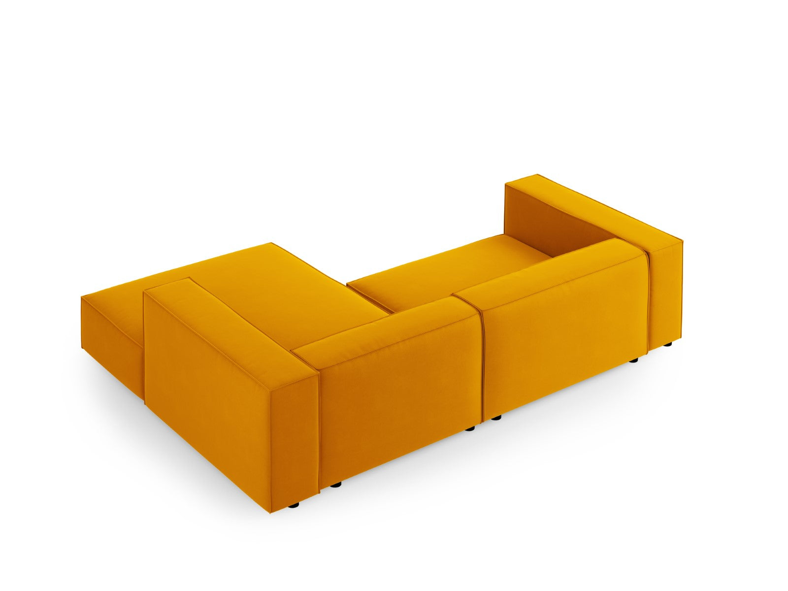 Cosmopolitan Design - Divano angolare destro "Arendal" 3 posti in velluto giallo 