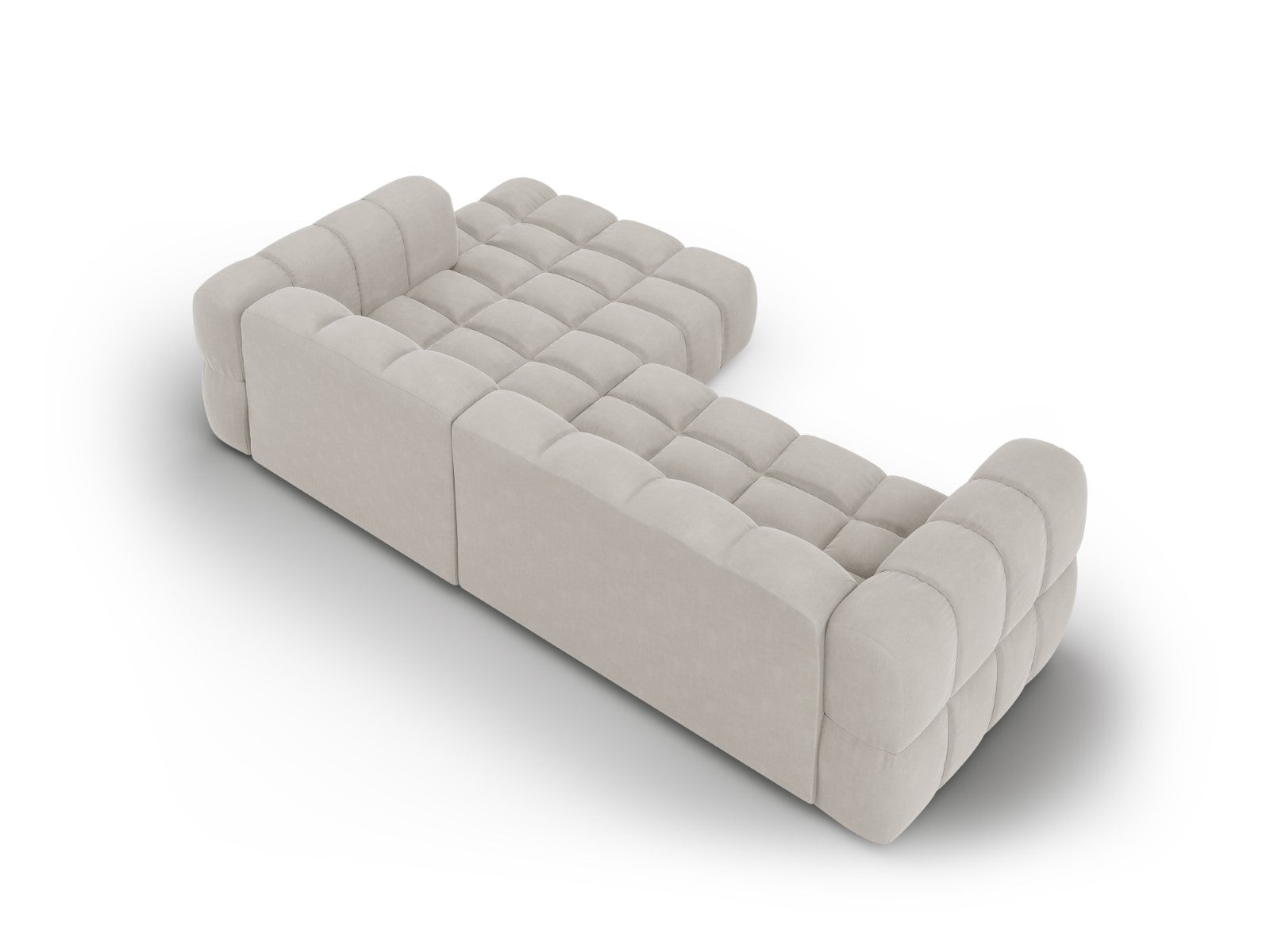 Cosmopolitan Design - Divano angolare modulare destro "Sky" 4 posti in velluto beige chiaro 