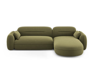 Cosmopolitan Design - Divano angolare modulare destro "Sydney" 4 posti in velluto verde chiaro 