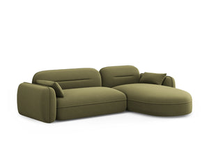 Cosmopolitan Design - Divano angolare modulare destro "Sydney" 4 posti in velluto verde chiaro 