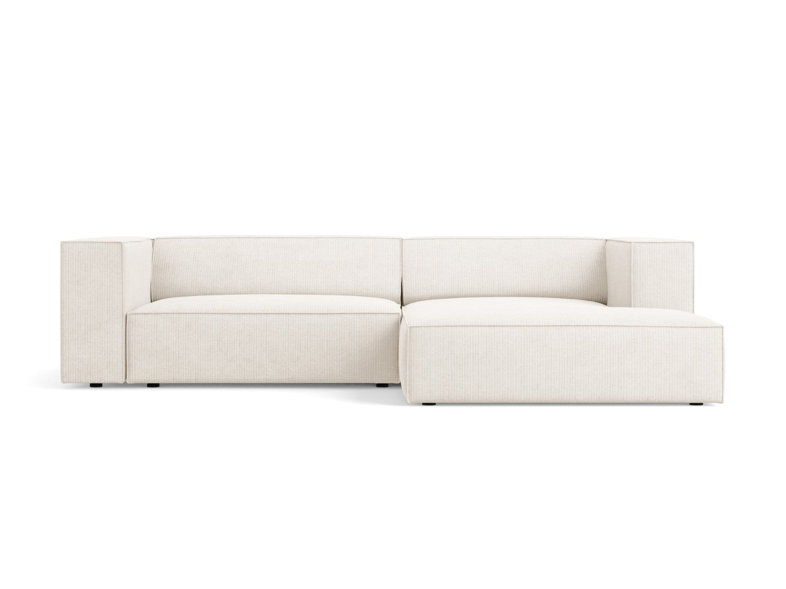 Cosmopolitan Design - Divano angolare destro "Arendal" 3 posti in ciniglia con effetto a coste avorio 
